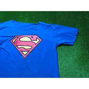 Vintage Superman DC Comics Mens Blue Short Sleeve Graphic Tee Size XL